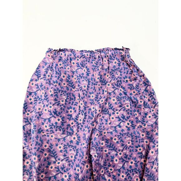 India Collection Emerson Fry Organic Cotton Violet Wildflower Ruffle Pants S - Picture 4 of 6